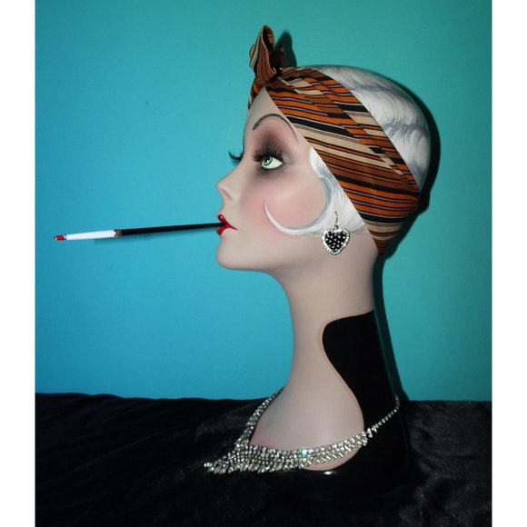 Vintage Tan Purple & Black Striped Scarf - Picture 7 of 10